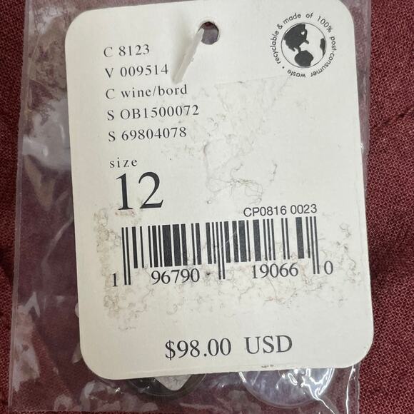 Free People Calla Trousers Linen Blend Relaxed Fit Wine Women's Size 12 NWT - Picture 4 of 11